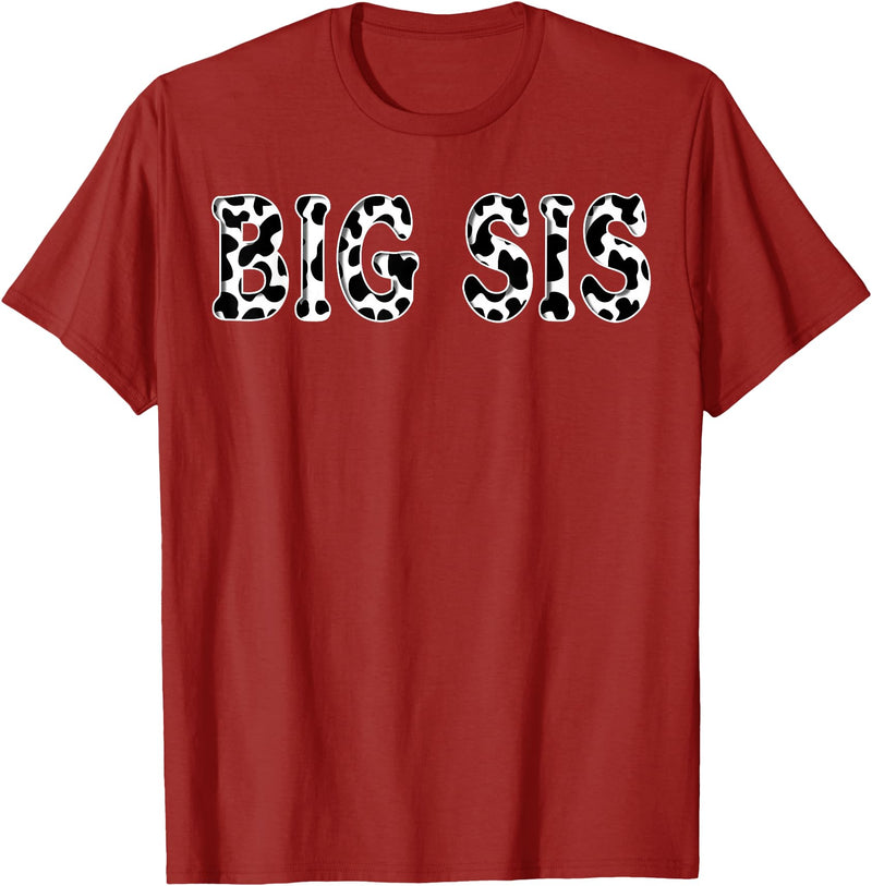 Cow Pattern Print Family Matching Birthday Apparel Cow Big Sis Birthday Family Matching Girl Boy Farm Birthday T-Shirt -