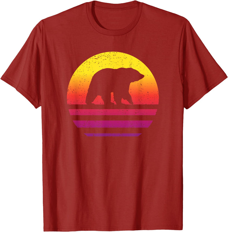 Bear Accessories & Clothing Gifts Women Men Kids Bear Retro Style Vintage T-Shirt - Cranberry Red