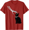 Cat and Skeleton Funny Spooky Skeleton Pet Cat Funny Spooky Halloween T-Shirt - Cranberry Red