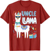 Family Matching Llama Birthday Party Supplies Uncle Llama Uncle Of The Birthday Boy Girl Llama Birthday T-Shirt - Cranberry Red