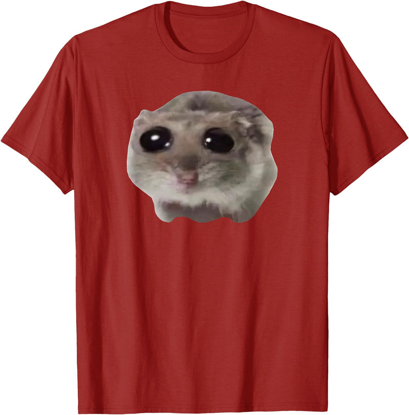 Sad Hamster Meme T-Shirt - Cranberry Red
