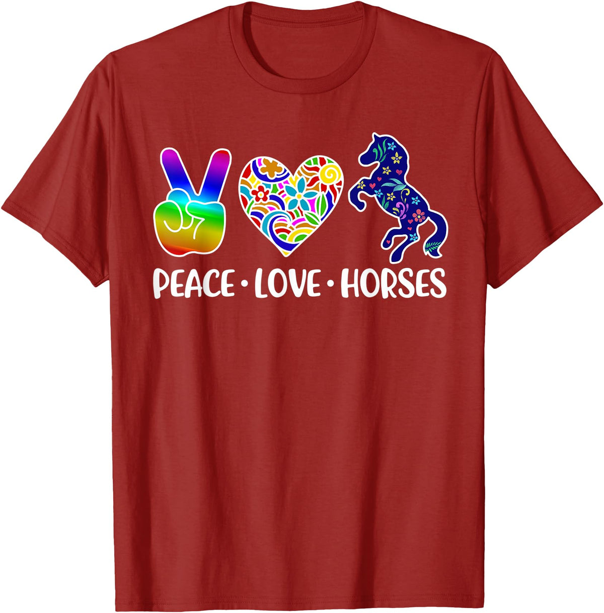 Peace Love Horses Clothing Peace Love Horses T-Shirt - Cranberry Red