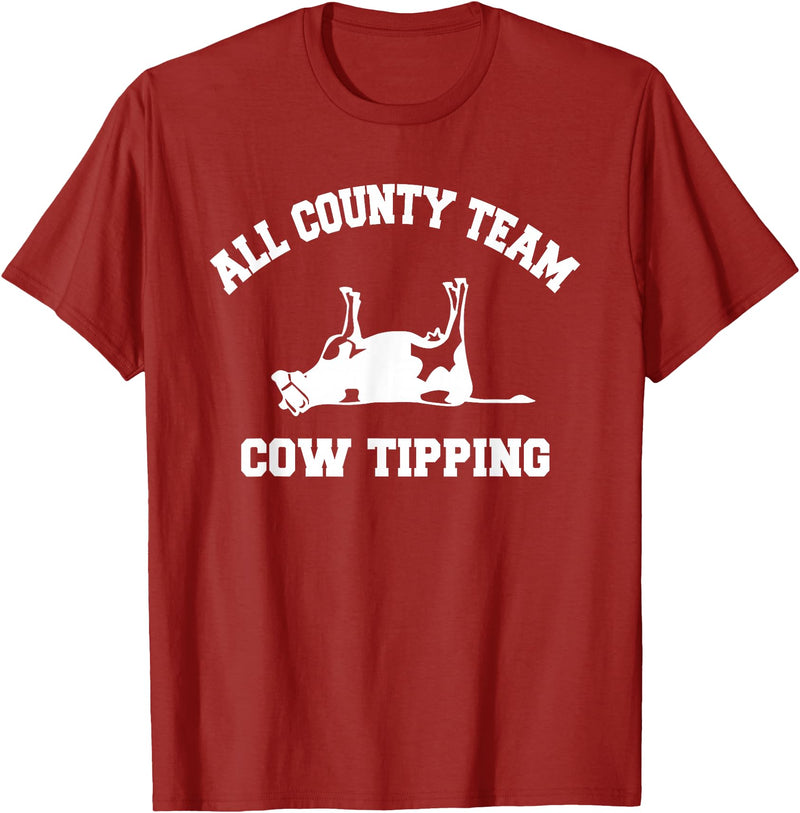 Goodtogotees All County Team Cow Tiping T-Shirt T-Shirt - Cranberry Red