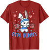 Gym Bunny Hearts Barbell Funny Workout Clothes Lift Weights T-Shirt in Cranberry Red