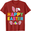 Happy Easter Bunny Rabbit Face Funny Easter Day Women Girls T-Shirt in Cranberry Red