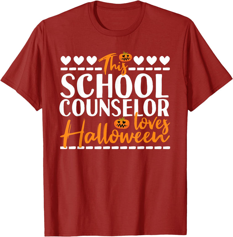 Halloween School Counselor Costume This School Counselor Loves Halloween T-Shirt - Cranberry Red