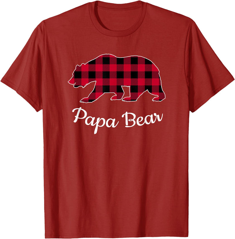 Papa & Mama Bear Outfit Papa Bear Pajama Red Buffalo Plaid T-Shirt - Cranberry Red