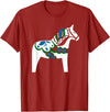 Swedish Dala Horse Designs Swedish Dala Horse Sweden White Dalecarlian Horse Design T-Shirt - Cranberry Red