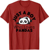 Panda Lover Designs Just A Boy Who Loves Pandas Cute Panda Bear T-Shirt - Cranberry Red