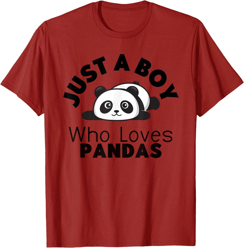 Panda Lover Designs Just A Boy Who Loves Pandas Cute Panda Bear T-Shirt - Cranberry Red
