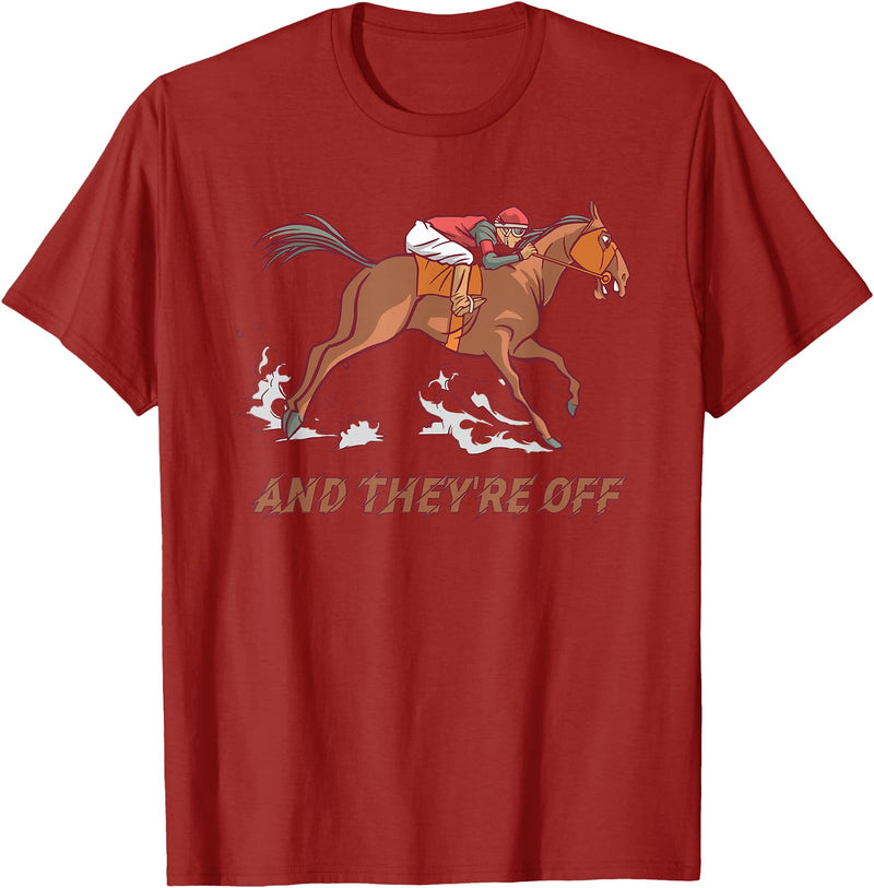 Jockey Sayings Track Hobby Horse Racing Horse Racing And You're Away Horse Jockey Horse Racing Track T-Shirt - Cranberry Red