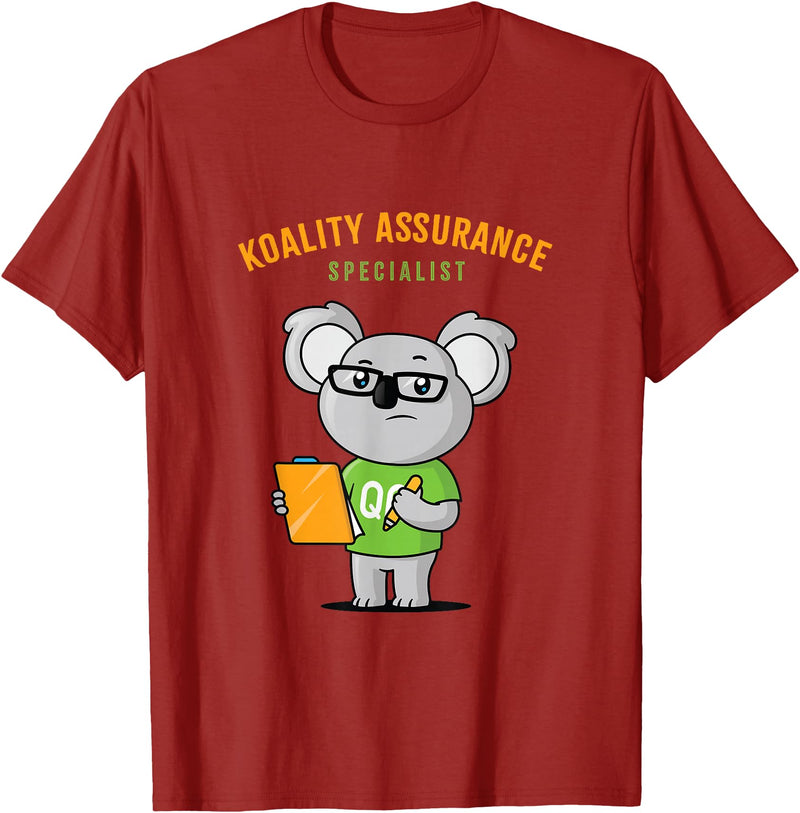 Quality Control Fun Koala Bear, Quality Assurance Specialist T-Shirt - Cranberry Red