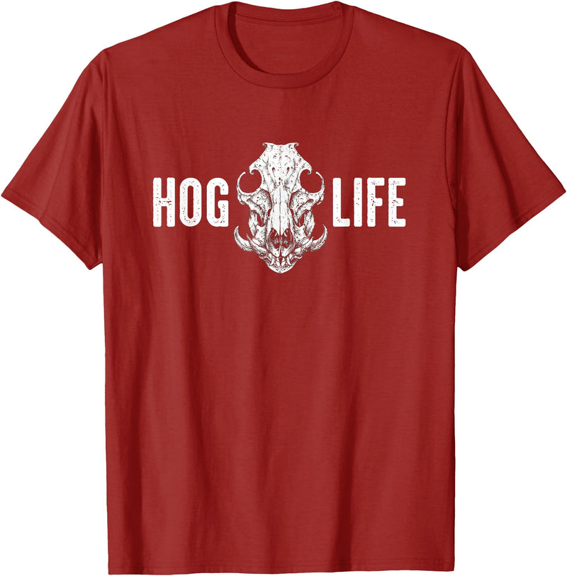 HOG LIFE Creationz Co. HOG LIFE Hog Hunter Javelina Hunting - Wild Boar Pigs T-Shirt - Cranberry Red