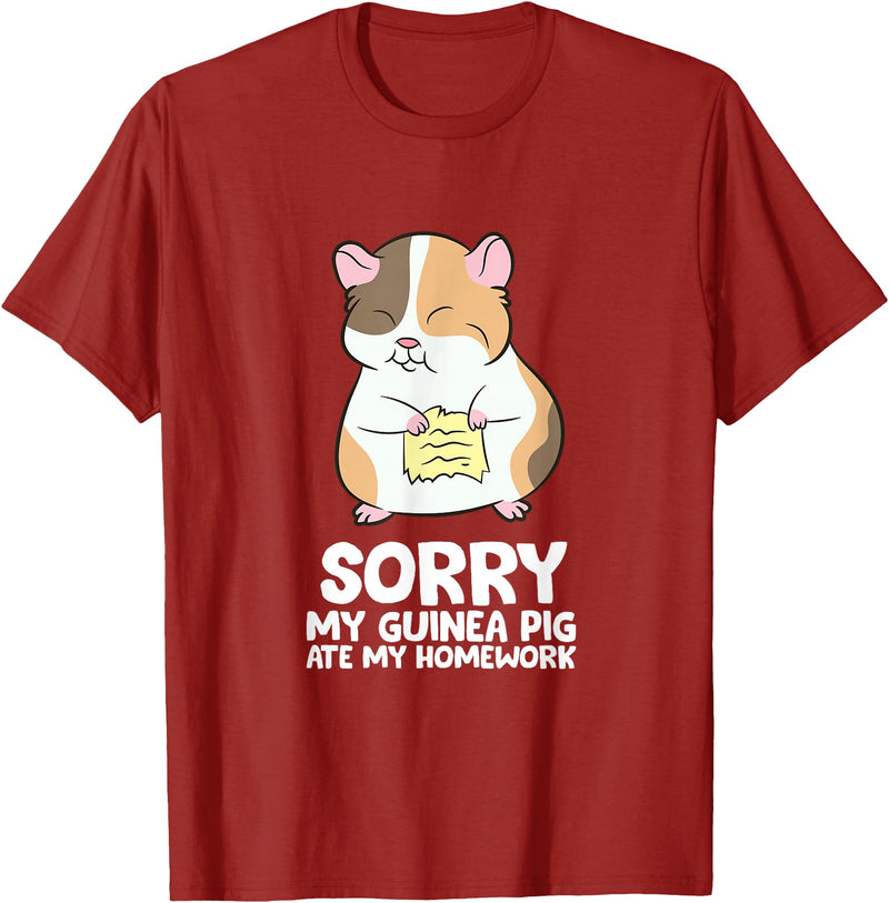 Cute Guinea Pig Tees And Gifts Sorry My Guinea Pig Ate My Homework Guinea Pig School T-Shirt - Cranberry Red