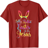Christian Easter Silly Rabbit Easter Is for Jesus T-Shirt in Cranberry Red