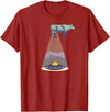 Funny Alien Abduction Cow UFO T-Shirt - Cranberry Red
