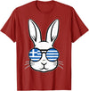 Greek Flag of Greece Happy Easter Rabbit Greek Easter T-Shirt in Cranberry Red