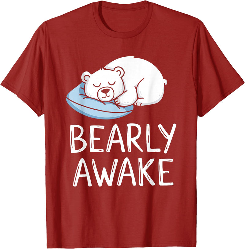 Polar Bear PJ Gifts Polar Bear Pajama Bearly Awake Sleep T-Shirt - Cranberry Red