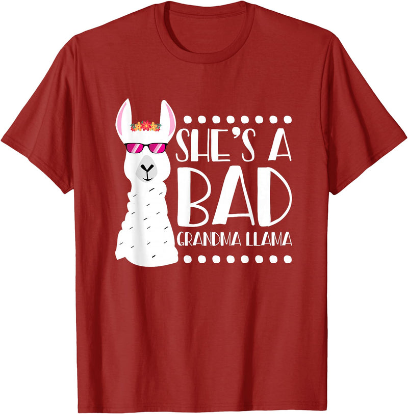 Llama - Alpaca Funny Designs Alpaca Fan Design Funny She's A Bad Grandma Llama For Women T-Shirt - Cranberry Red
