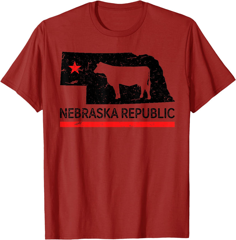 Treding T-Shirt Nebraska Republic T-Shirt Funny dairy Cow T-Shirt - Cranberry Red