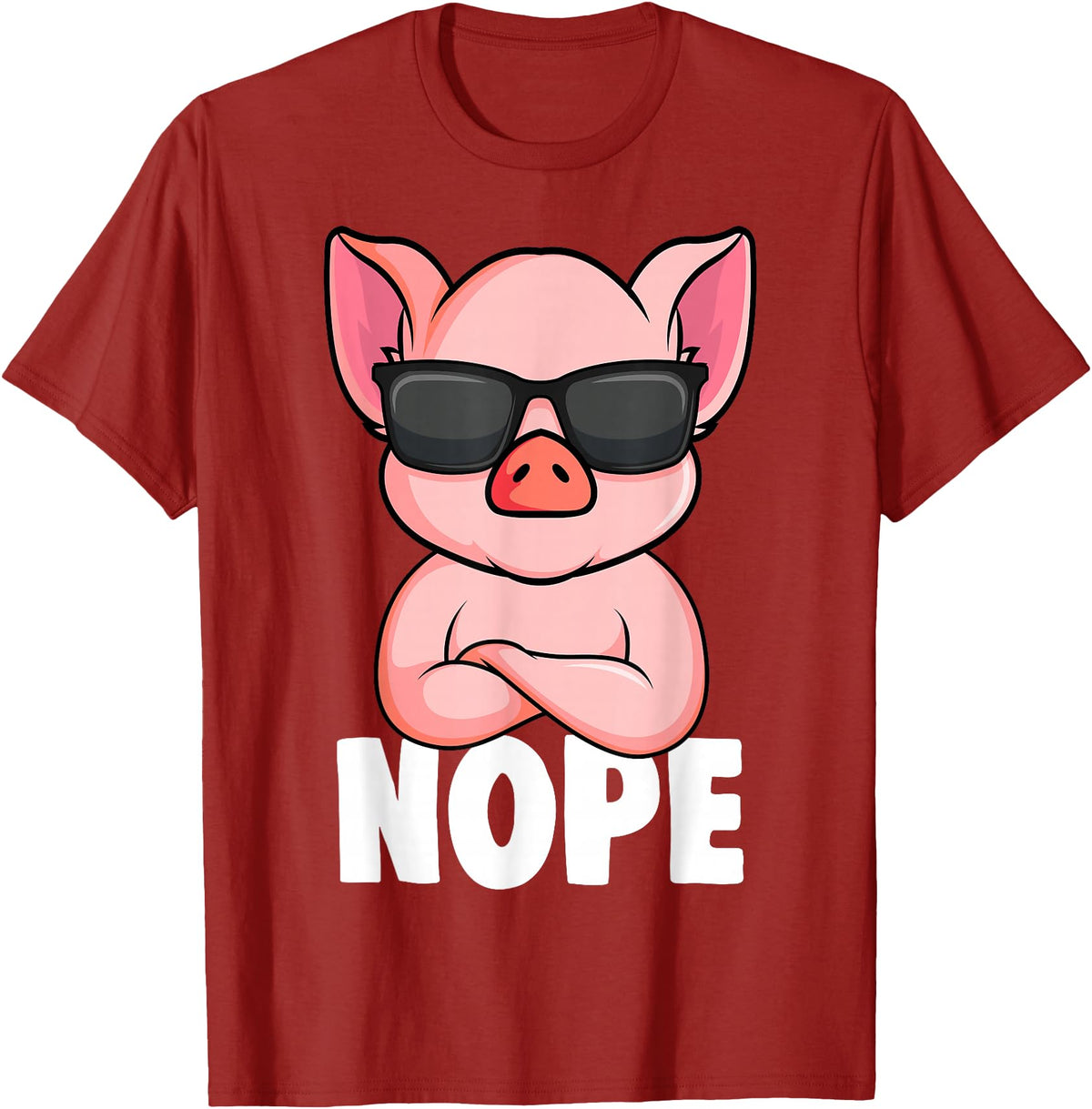 Funny Pig Lover & Owner Gift Ideas Pigs Nope Pig Children Girls Pig T-Shirt - Cranberry Red