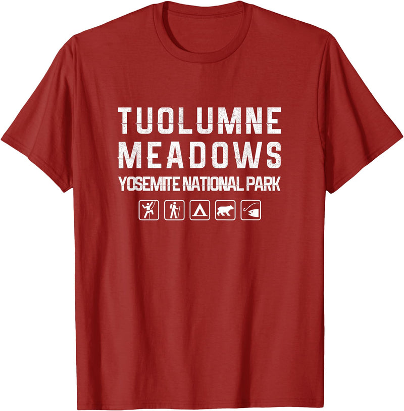California Shirts Tuolumne Meadows, Yosemite Outdoor T-shirt T-Shirt - Cranberry Red