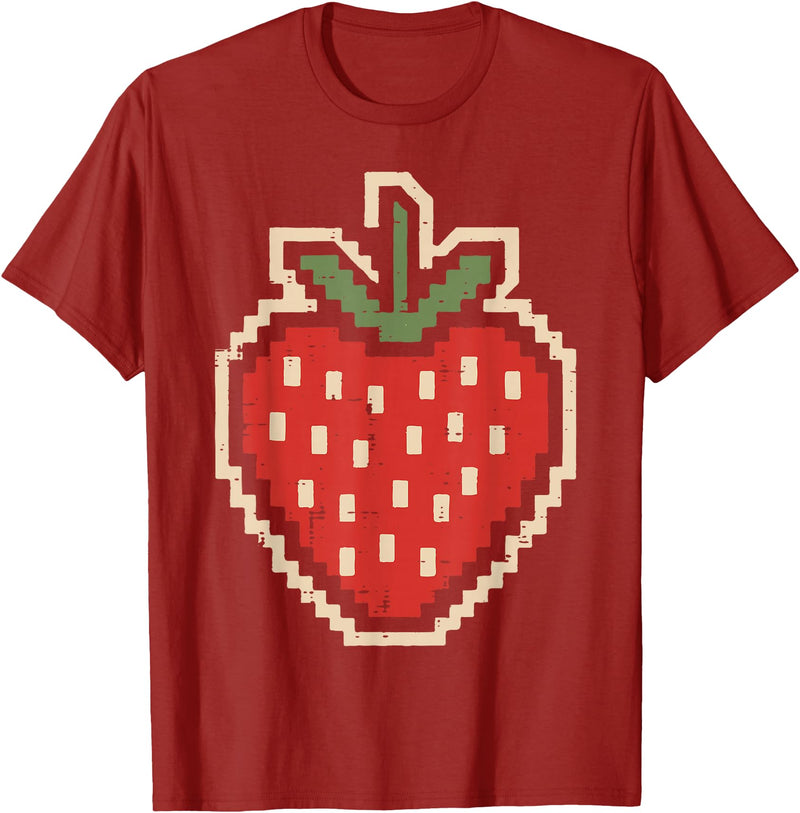 Halloween Shirts For Women Men Kids Boys Girls Halloween Pixel Strawberry 80s Video Game Costume Men Women T-Shirt -