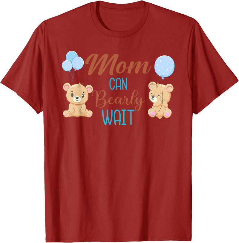 Family Baby Shower Gifts Mom Can Bearly Wait Bear Gender Neutral Boy Baby Shower T-Shirt - Cranberry Red