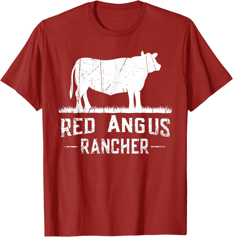 Funny Red Angus Farmer Gift for Cattle Lover Cow Breeder - Red Angus Rancher T-Shirt - Cranberry Red