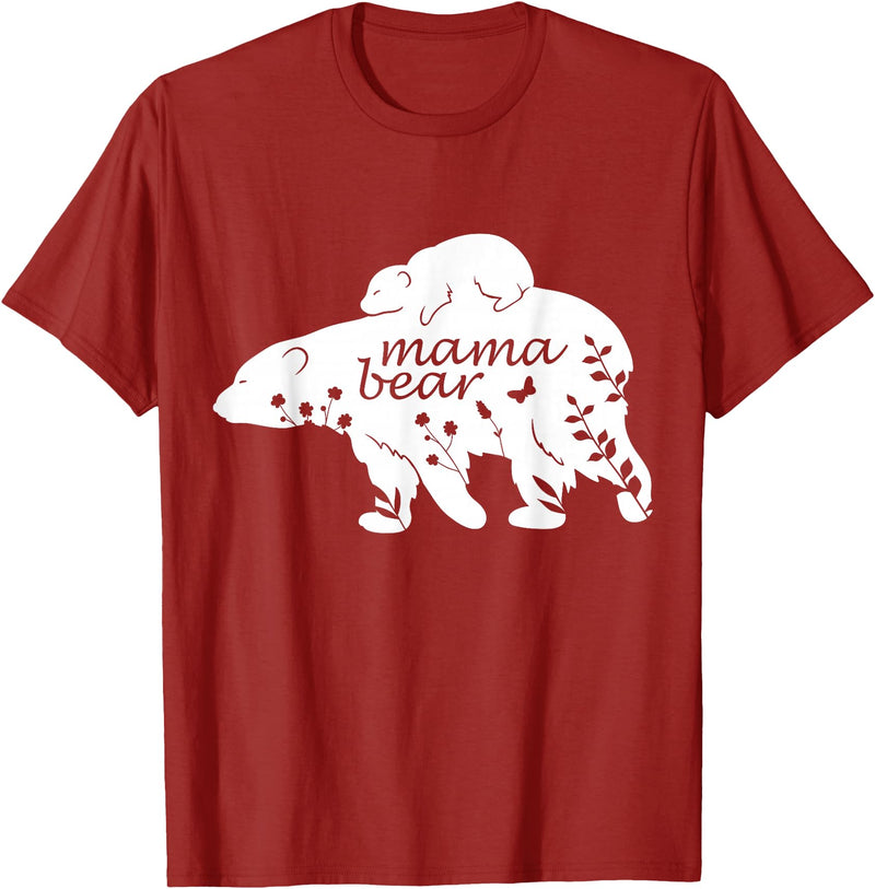 Funny Mama Bear Family Matching Gifts Clothing Mama Bear T-Shirt - Cranberry Red