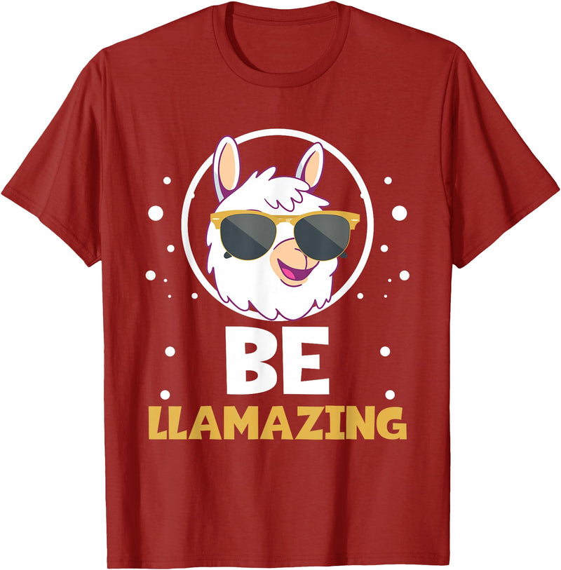 LLama Squad Shirts and Gifts Cute Amazing Llama Pun Be Llamazing Llama Lover T-Shirt - Cranberry Red