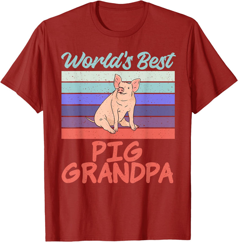 Pig Lover Gifts & Accessories Worlds best Pig Grandpa Pig Owner Pig Farmer Pig Grandad T-Shirt - Cranberry Red