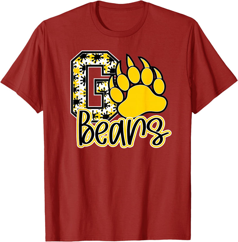 BEARS SPIRIT TEES CO School Spirit Go Bears Mascot Womens Youth Girls Kids T-Shirt - Cranberry Red