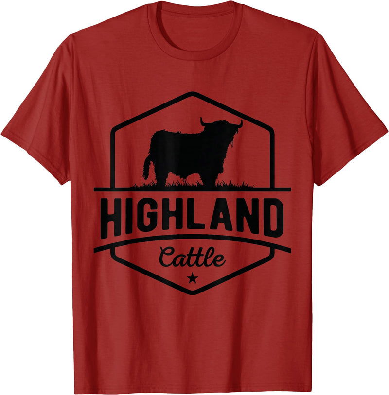 Farm Highland Cow Men Cattle Clothing Agriculture Scottish Highland Cow for Cattle Farmers T-Shirt - Cranberry Red