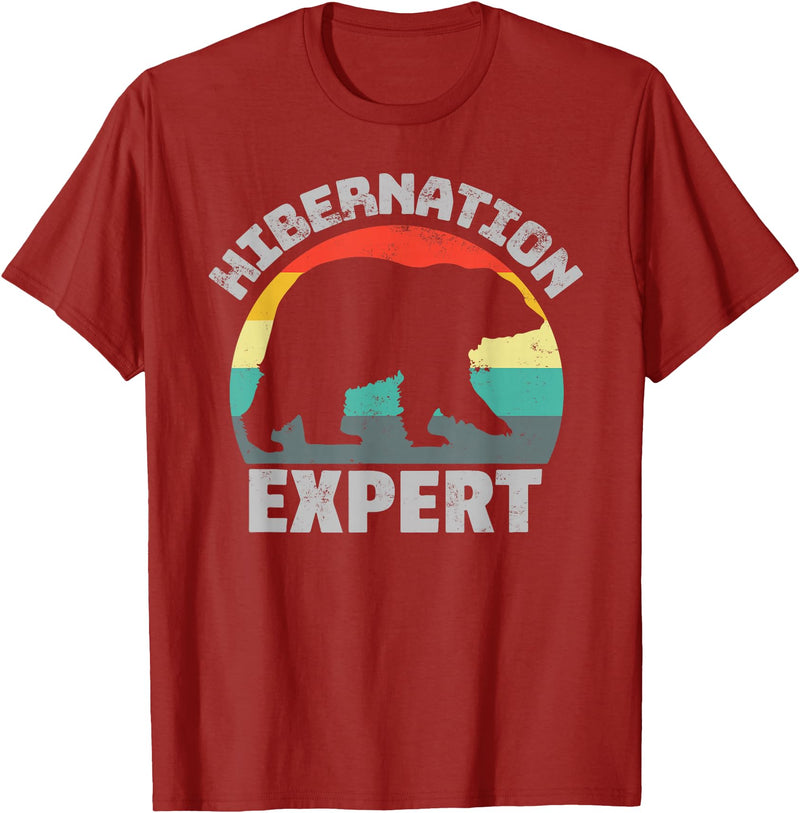 For Those Who Hate Winter Hibernation Bear Expert - Retro Funny Winter T-Shirt - Cranberry Red