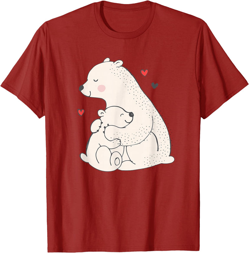 Sassy Southern Charm & Grace Cute & Unique Polar Bear Mama & Baby Cub Love T-Shirt & Gift T-Shirt - Cranberry Red