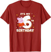 Peppa Pig It's My 6th Birthday Holiday Stars Celebration T-Shirt - Cranberry Red
