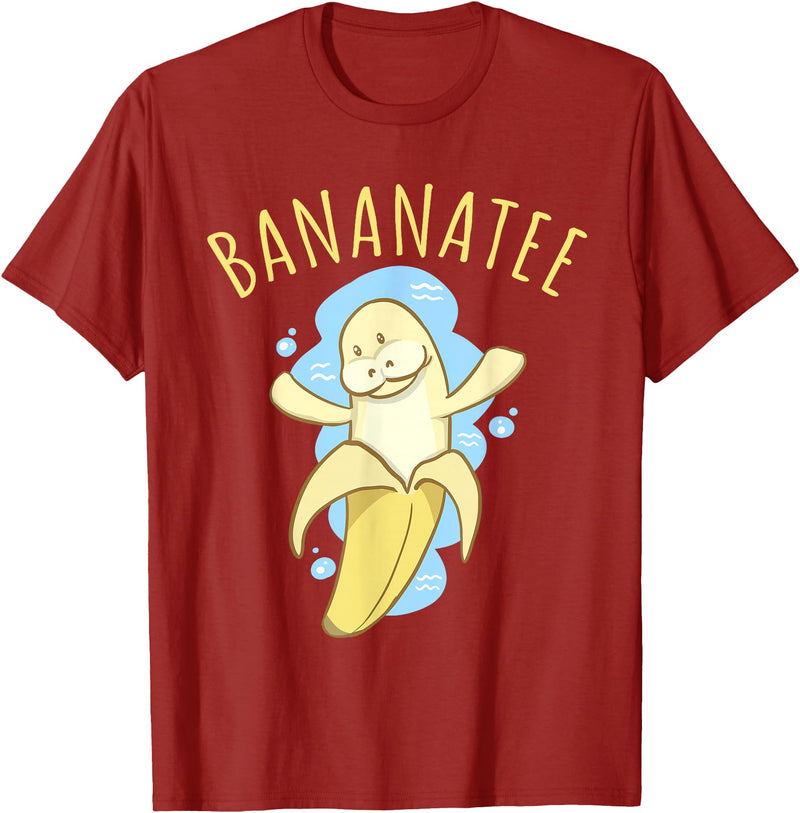 Sea Cows & Bananas Bananatee Manatee Banana Dugong Pun Funny Fruit T Shirt T-Shirt - Cranberry Red