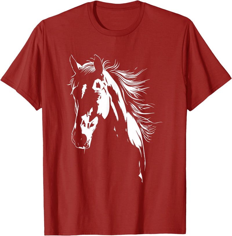 HörseCo. Vintage Western Horse Silhouette Horse Riding T-Shirt - Cranberry Red