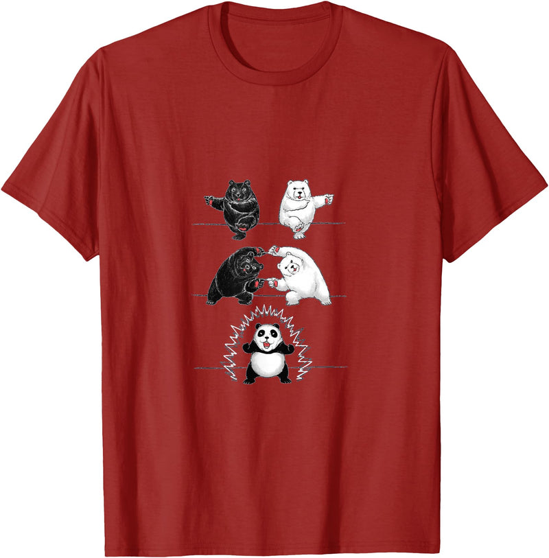 Panda Bear Giant Panda Fusion Dance White Back Panda Bear Giant Panda Fusion Dance Polar White Back Merge T-Shirt - Cranberry Red