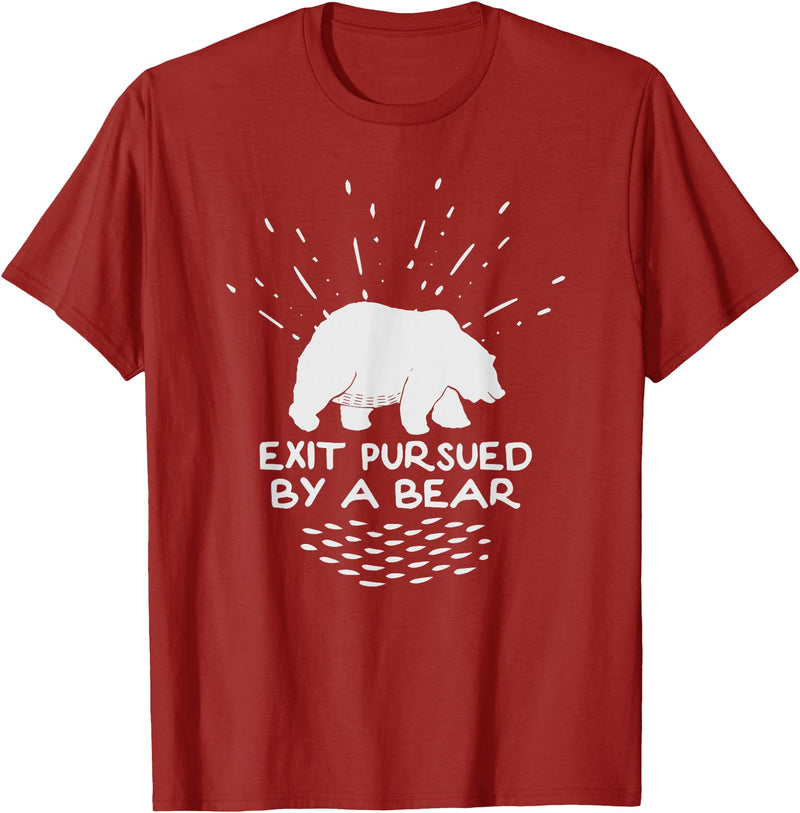 Funny Winter Tees Exit Pursued By a Bear - Funny Shakespeare - Winter Shirt T-Shirt - Cranberry Red
