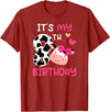 Eight Year Old Cow Eighth Birthday Cows 8th Cow Birthday 8 Year Old Girl Cow Birthday Party T-Shirt - Cranberry Red