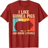 Cool Vintage Guinea Pig Gift Domestic Cavy Animal Funny Guinea Pig Design For Men Women Kids Guinea Pig Lovers T-Shirt - Cranberry Red