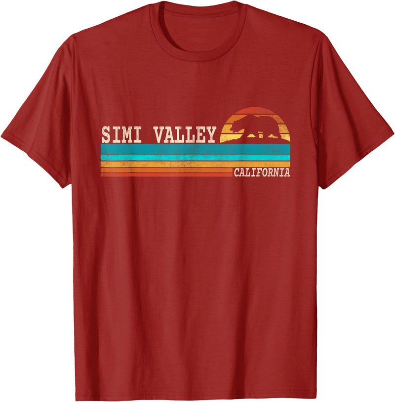 California Republic US State Bear Flag Sunset Simi Valley California State Bear Retro Sunset T-Shirt - Cranberry Red
