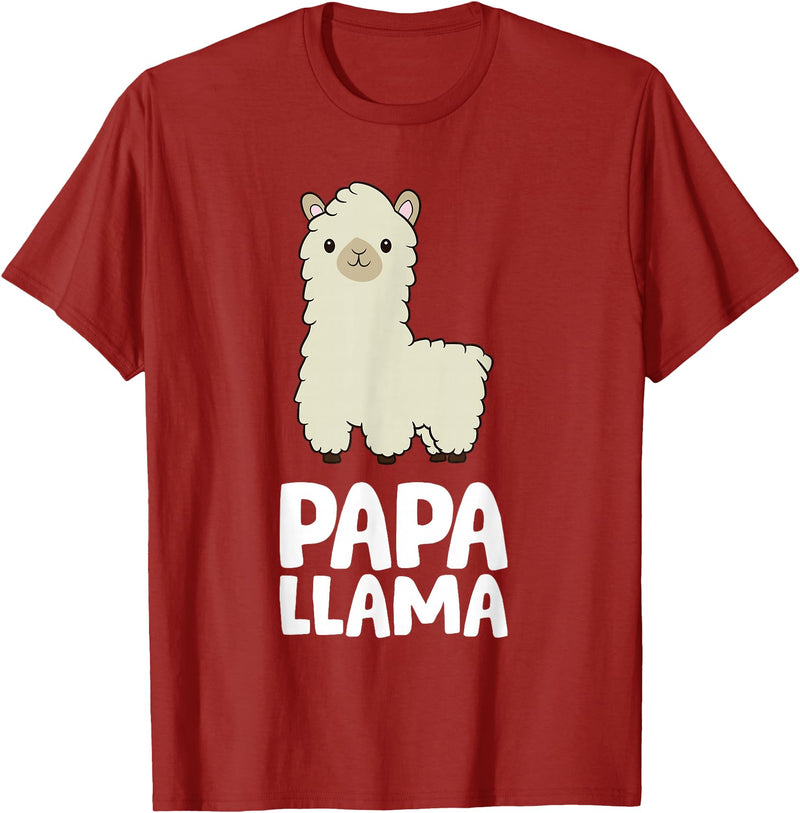 Llama Mama And Llama Papa Gifts Daddy Llama Men Boys Llama Gift Papa Llama T-Shirt - Cranberry Red