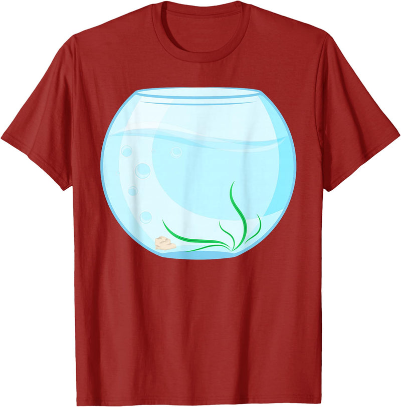 Humours Halloween Fish Bowl Outfits Funny Fish Bowl Costume T-Shirt - Cranberry Red