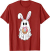 Cute Ghost Bunny Ghost Rabbit Easter Day Rabbit Lover T-Shirt in Cranberry Red