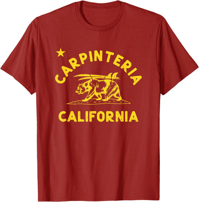 Carpinteria California Beach Flag Bear Surf CA Vintage T-Shirt