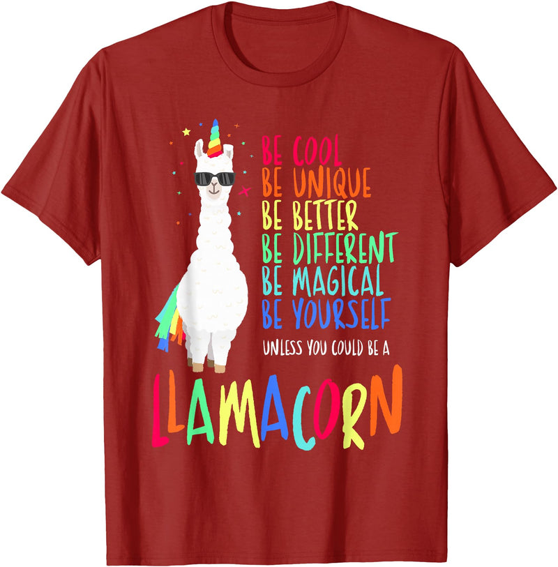 CuisineDuCool Funny Llamacorn - Funny Cute Llama Unicorn T-Shirt - Cranberry Red