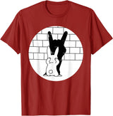 Funny Rabbit Bunny Animal Shadow Puppet T-Shirt in Cranberry Red